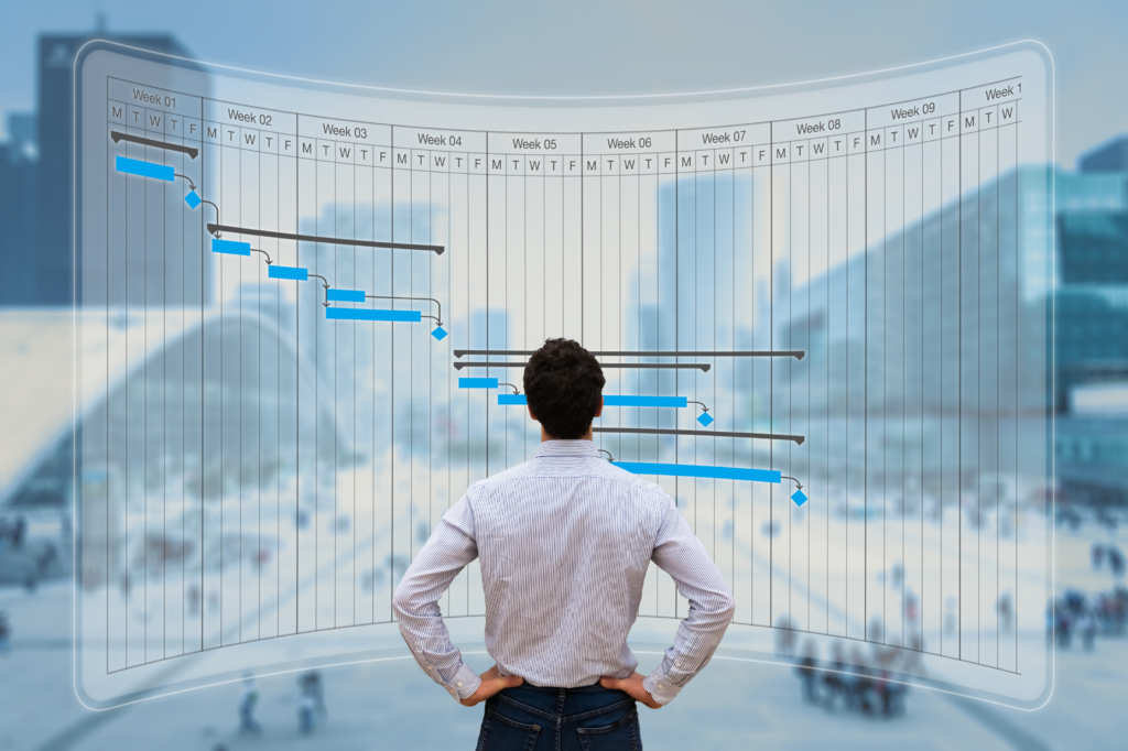 Man looking at a ERP Implementation Time Line